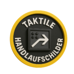 Taktile Handlaufschilder mit Braille und Profilschrift nach DIN 32986 für sichere Treppenorientierung